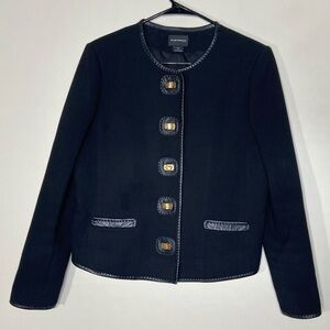 Club Monaco Lamb Leather Trimmed Gold Button Jacket 10